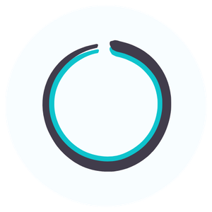 Katrina McGhee brand circle icon white background teal and charcoal stroke