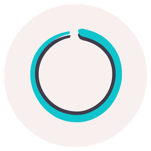 Katrina McGhee brand circle icon blush background teal and charcoal stroke
