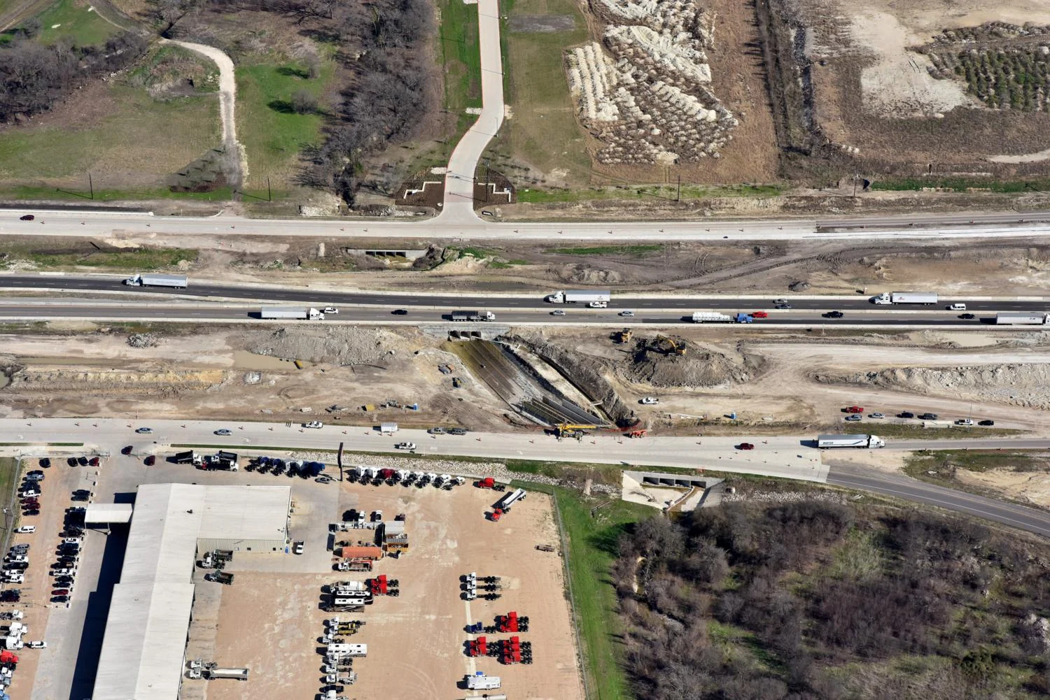 Highway Construction, Temple, Texas - Aerial Construction Progress Photographer - Aerial Drone Image - Construction Aerial Photography and Video - TX