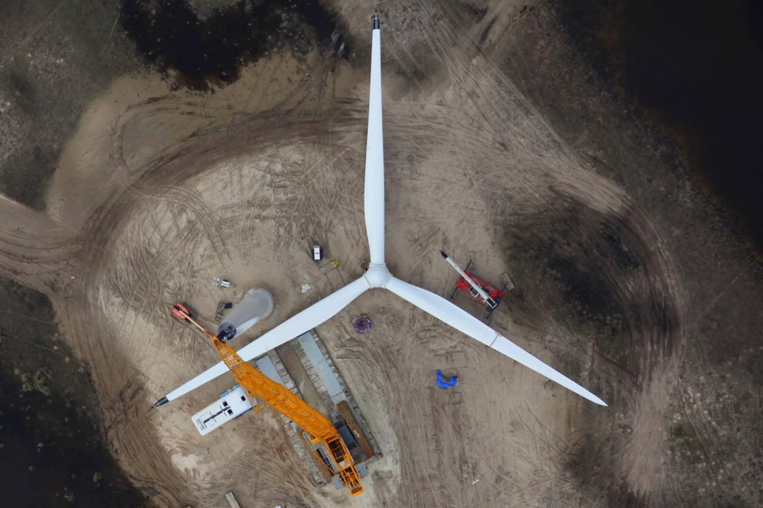 Wind Turbine Construction, Corpus Christi, Texas - Aerial Construction Photography
