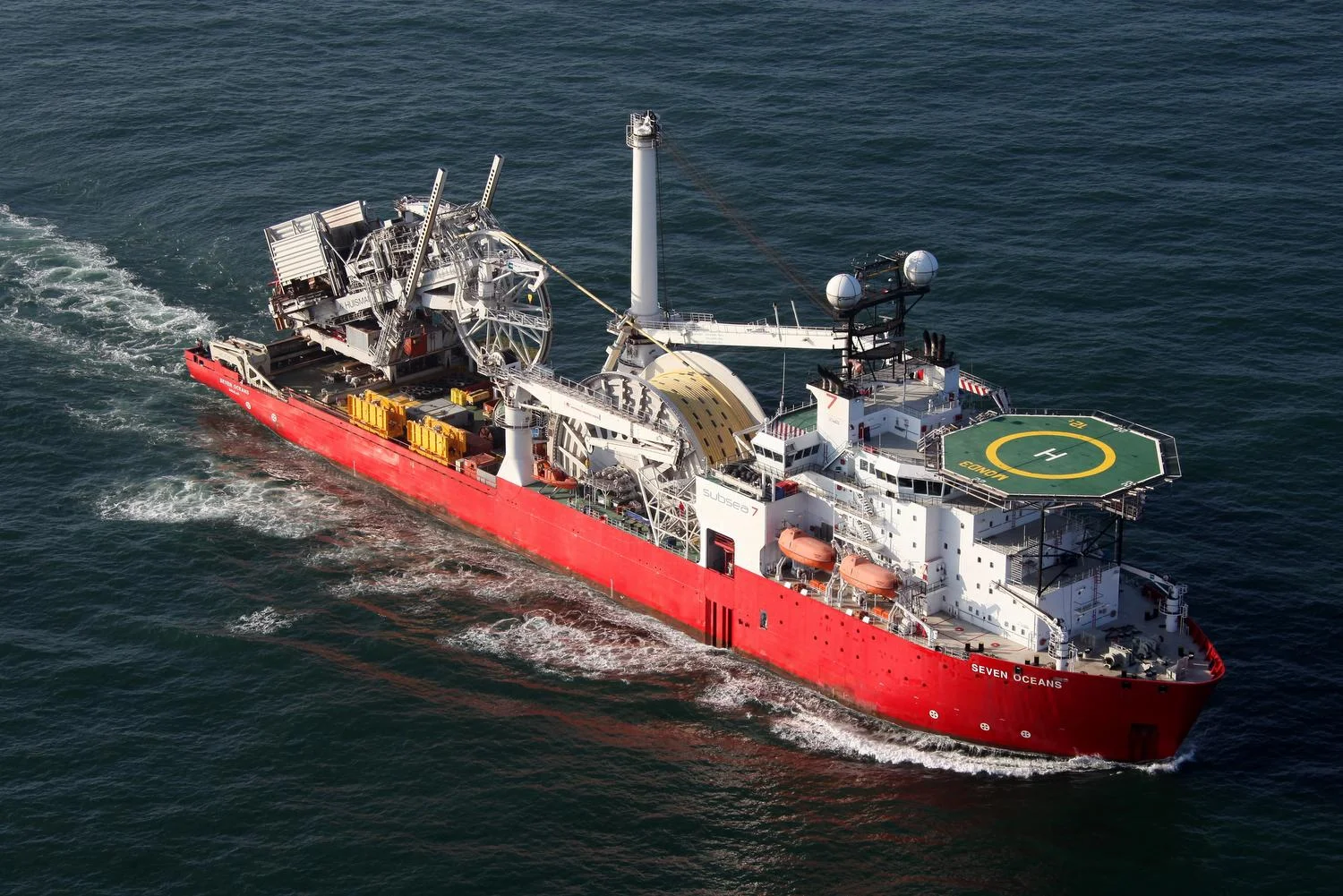 Seven Oceans Pipelay Vessel, Houston, Texas - Ocean Vessel Aerial Photographer - Sea Vessel Aerial Drone Image - Large Ship Aerial Photography and Video - TX