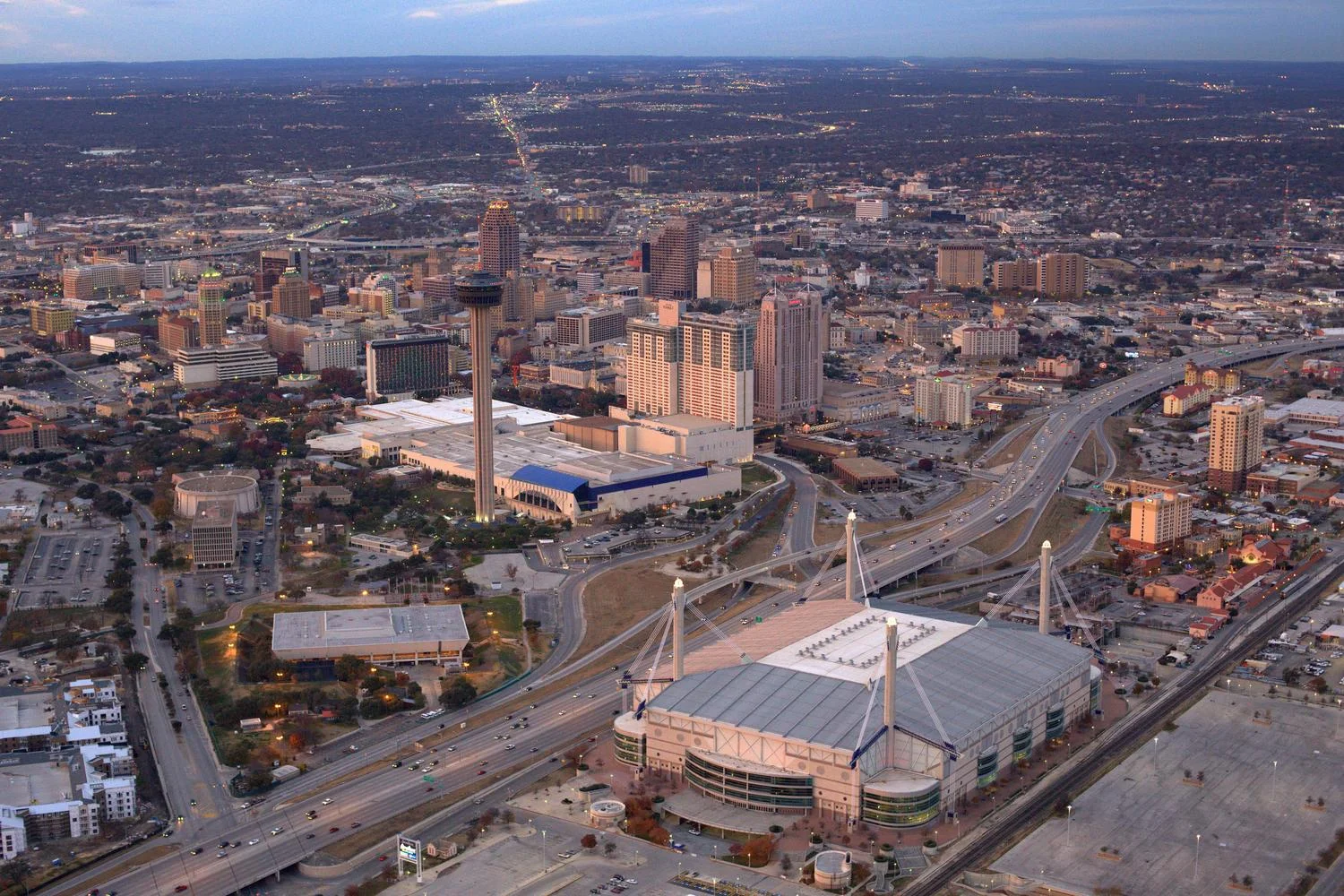 Sunset Skyline, San Antonio, Texas - San Antonio Aerial Photographer - Aerial Drone Image - Texas Aerial Photography and Video - TX