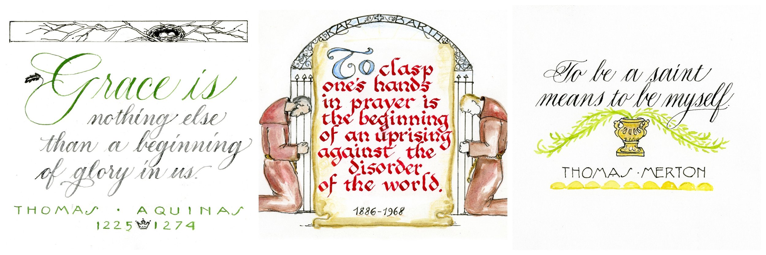 14 Calligraphy Quote cards come with a wooden easel, wrapped for gift giving!