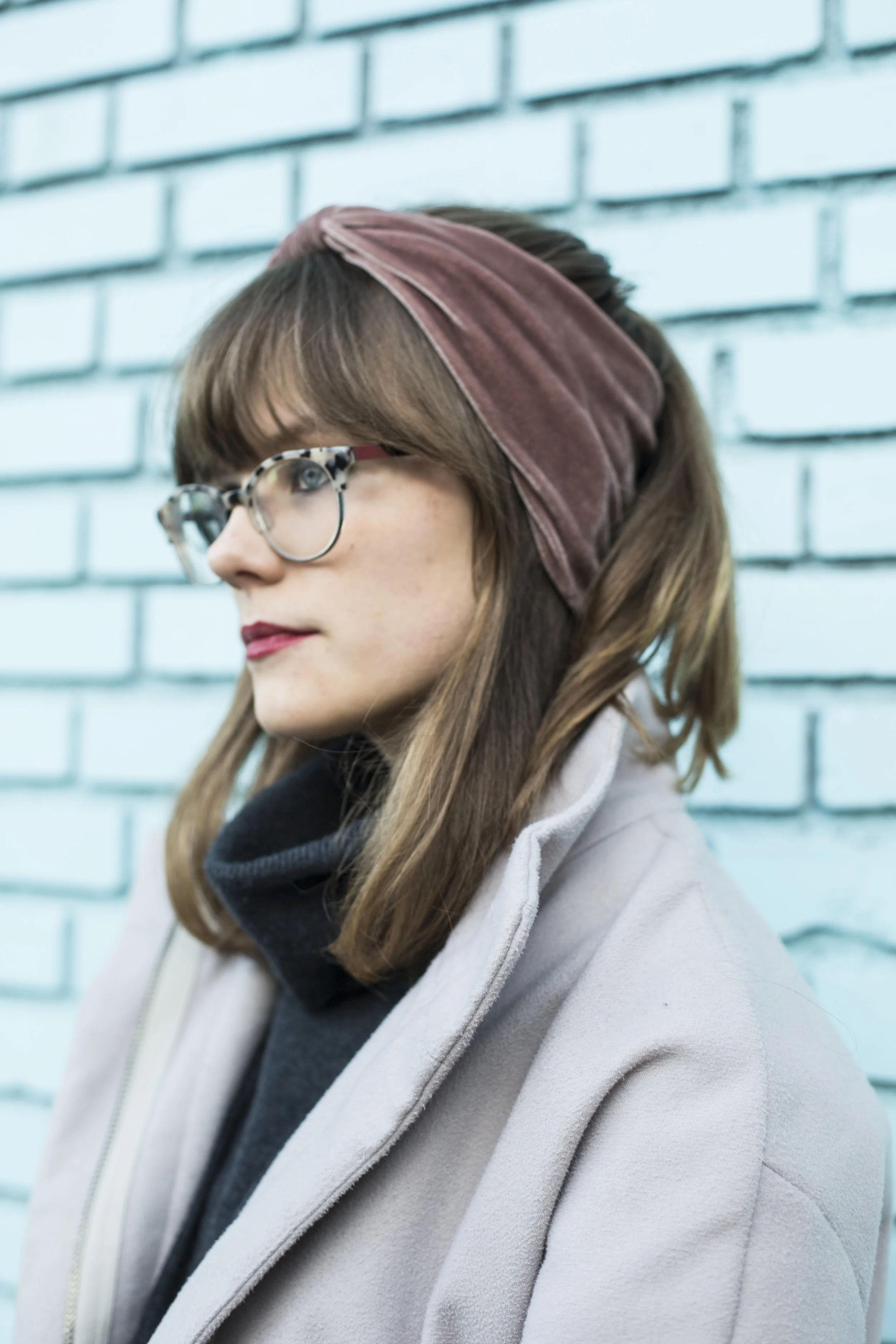 Cacoon Coat: Old Navy Pink Velvet Wrap: H&M