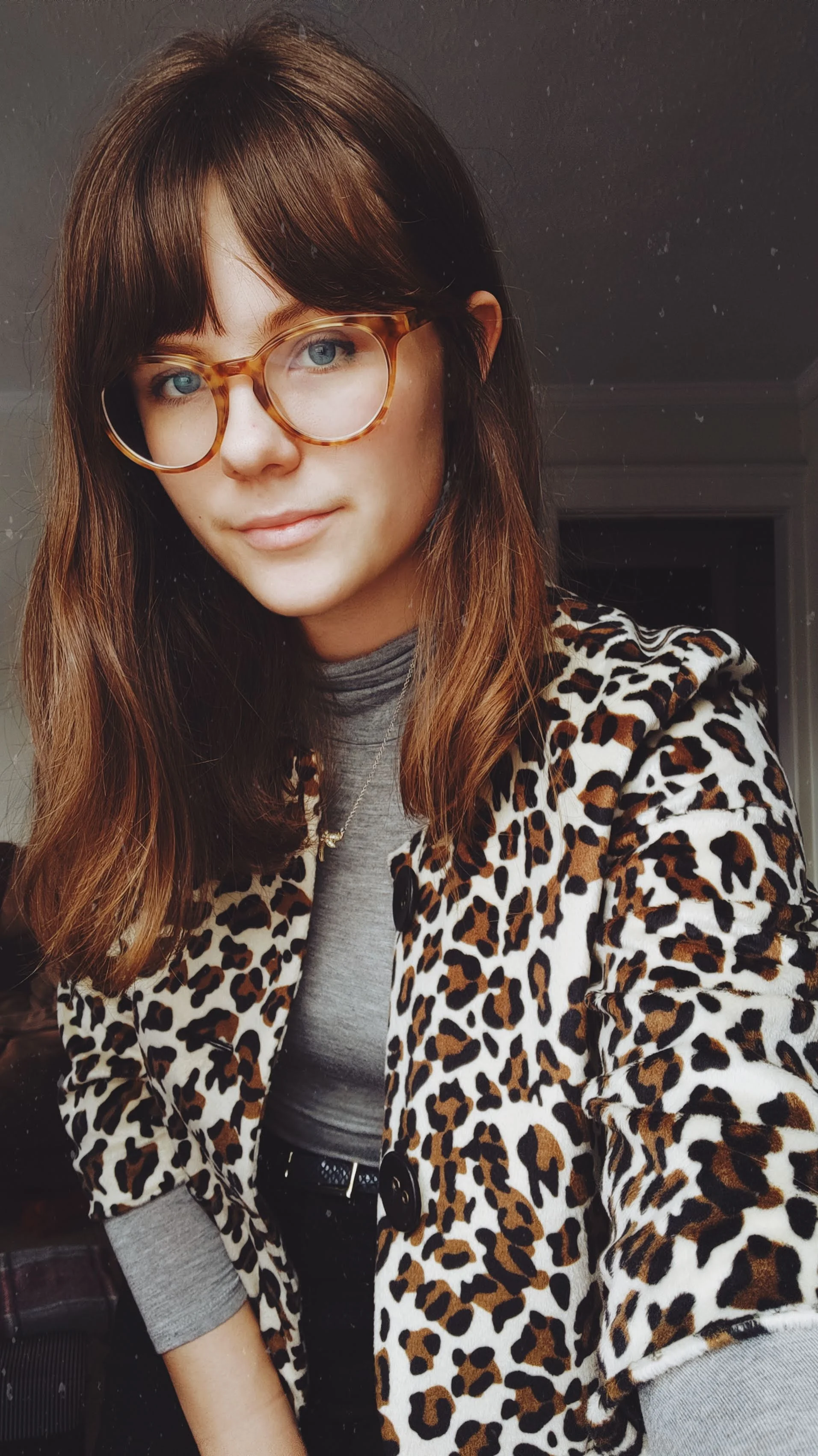 Thrifted items: Leopard print cropped blazer. Faux snake skin belt