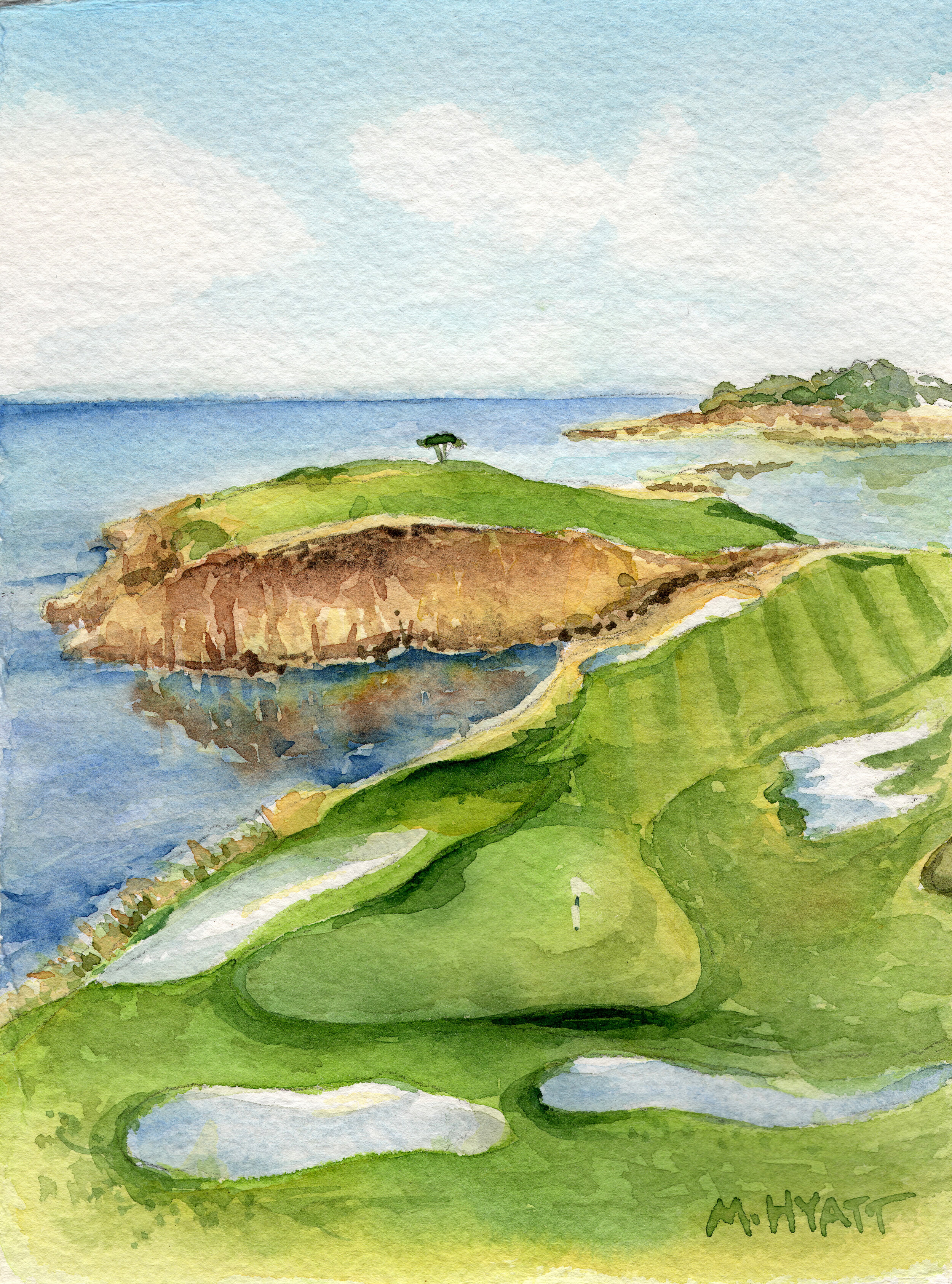 Pebble Beach Golf course watercolor