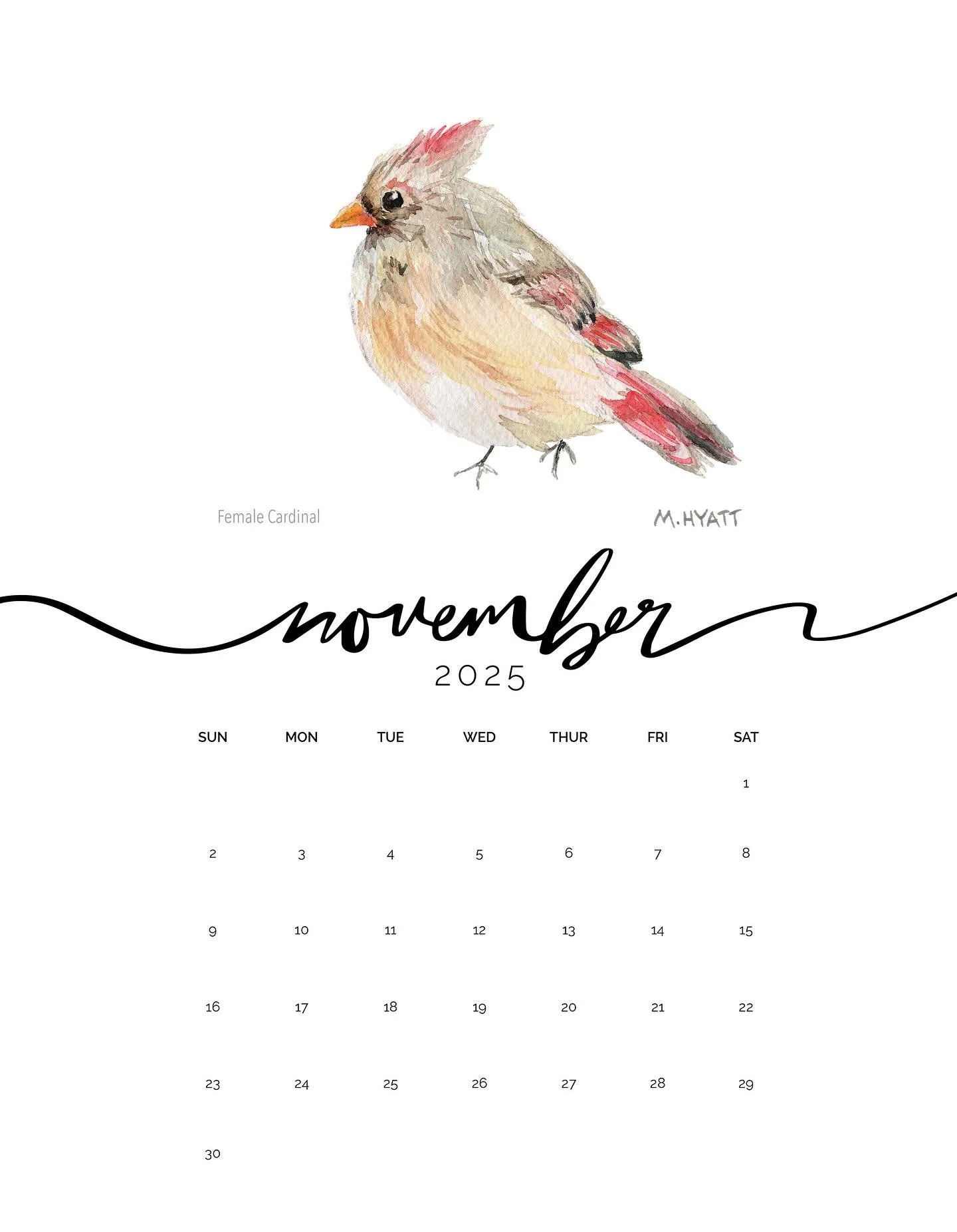 November is here! Turn the page on a new month, say hi to this female cardinal, I call her &ldquo;Mrs. Cardinal&rdquo; in my line. When I see a female cardinal at my bird feeder I usually call her Mom, I believe it&rsquo;s my Mom coming To check on m