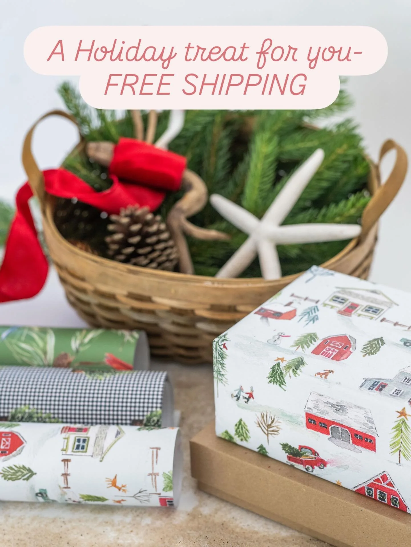A Holiday treat for you! FREE SHIPPING now through 12/10 ( which is our holiday shipping cut off) Get your gifts, wrap, cards, art kits, prints and more! #shopsmall #watercolorart #coastaldecor #christmasgifts