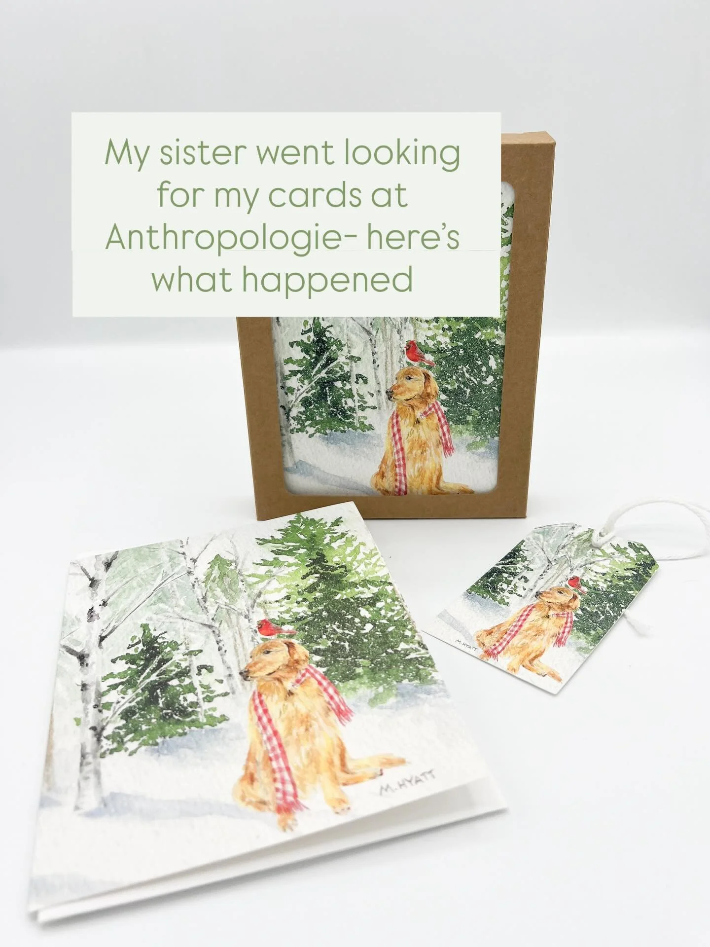 The search is on! I&rsquo;ve been trying to find my Holiday cards this year @anthropologie, Hanna and I looked in Charlotte NC on our road trip, no luck. Here are my sister Kim&rsquo;s results !! Merry Christmas 🎄 #greetingcarddesigner #wholesale #w