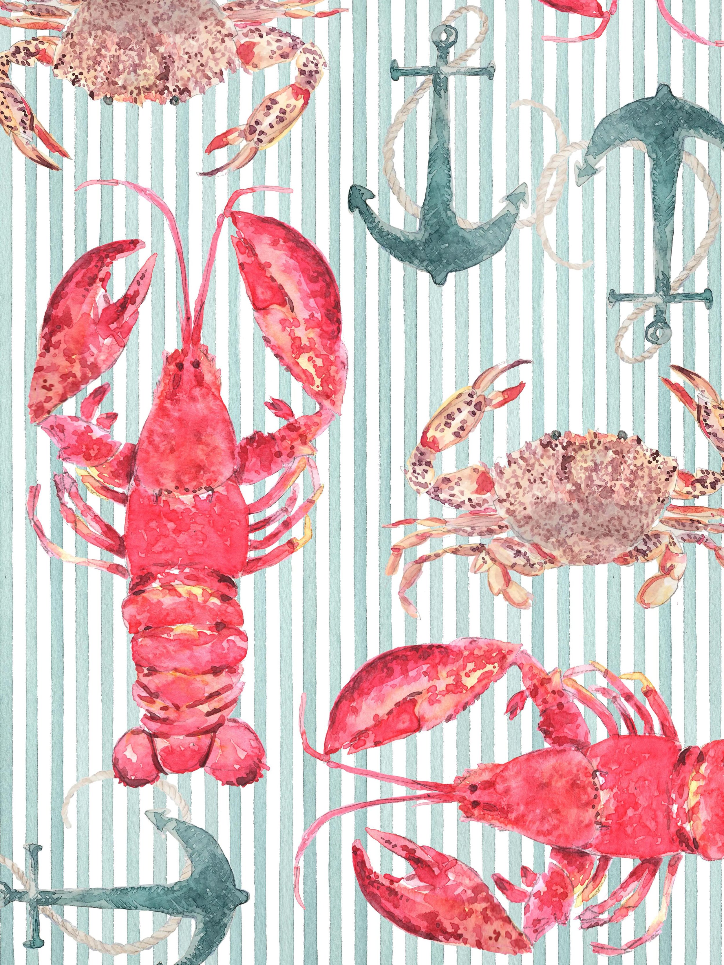 This design is named &ldquo;Gone to Maine&rdquo; and I wish I was on my way there right now. Lobster rolls, beach walks, rocky shorelines and a calm New England vibe, that&rsquo;s Maine to me. Hope to visit this summer 🦞☀️ 🏖️. #surfacepatterndesign