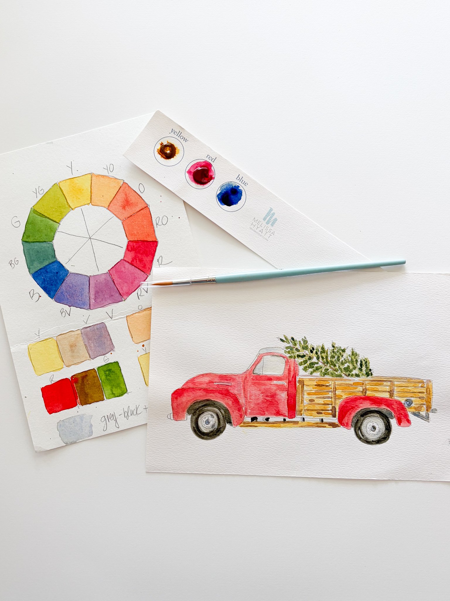 NEW! Watercolor Art Kit - Holiday Red Christmas Truck Paint DIY