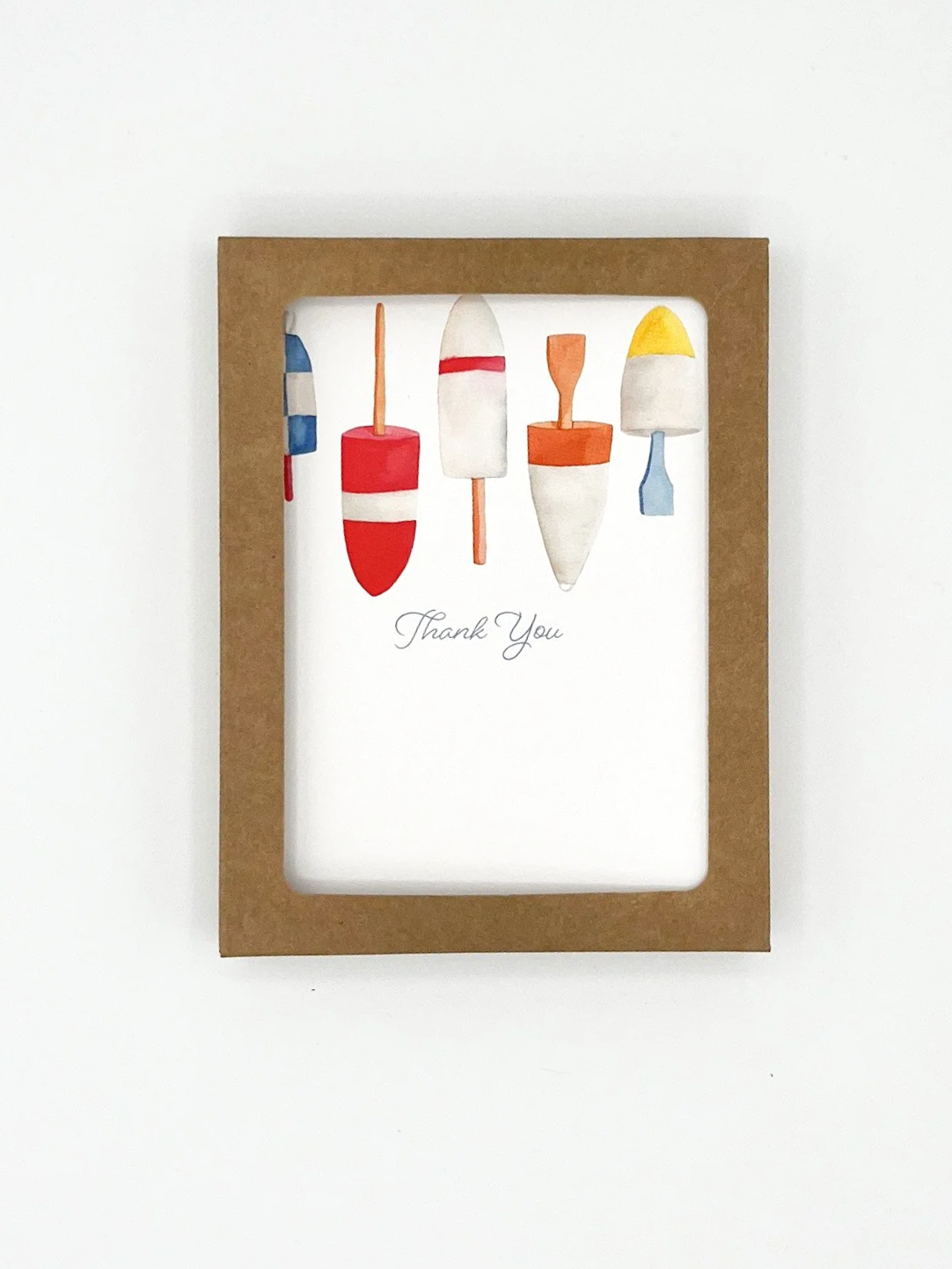 Thank You Buoys Boxed Set of 6 — Watercolor Coastal Thank You Card