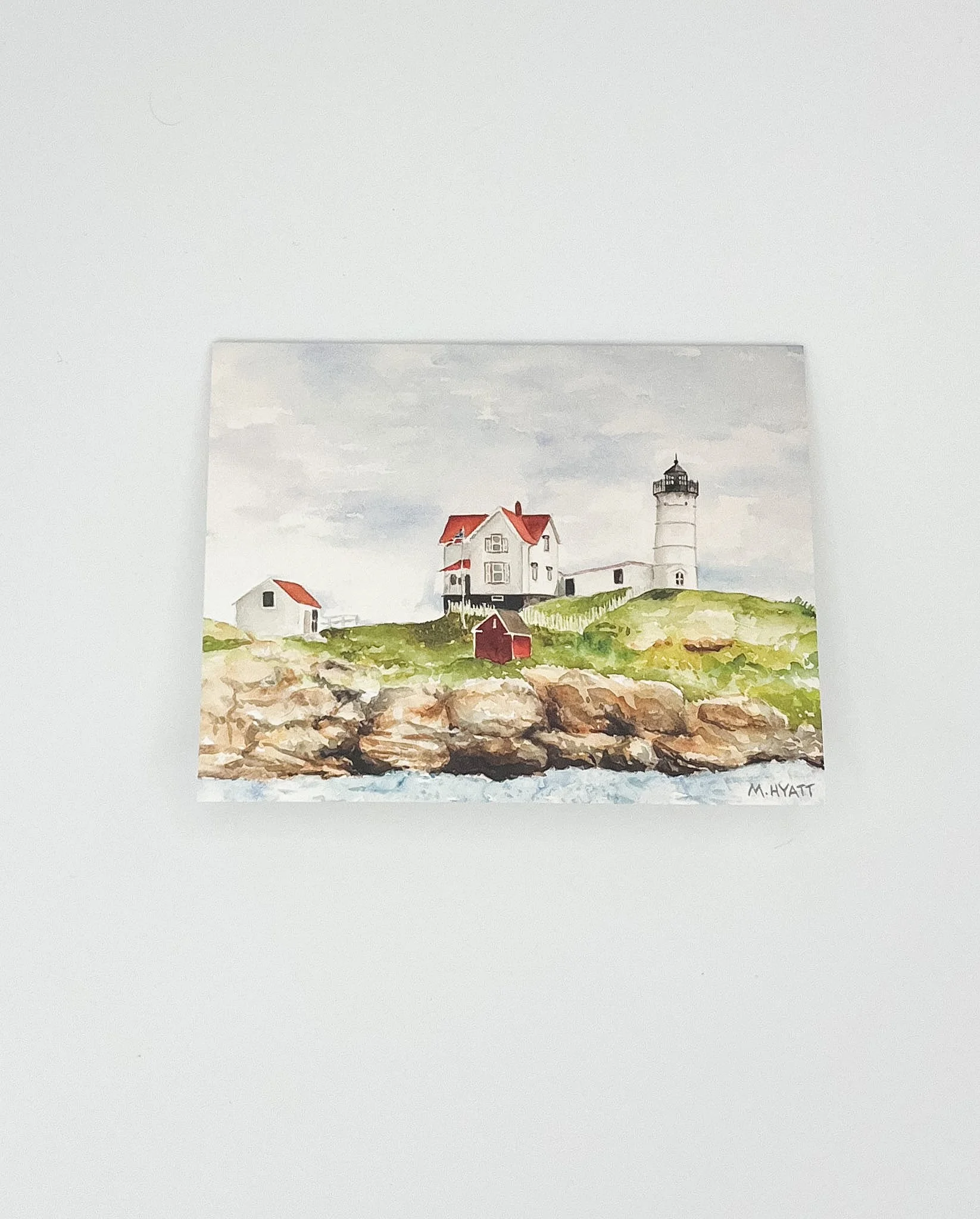 Nubble Lighthouse — York Maine — A2 coastal watercolor Card
