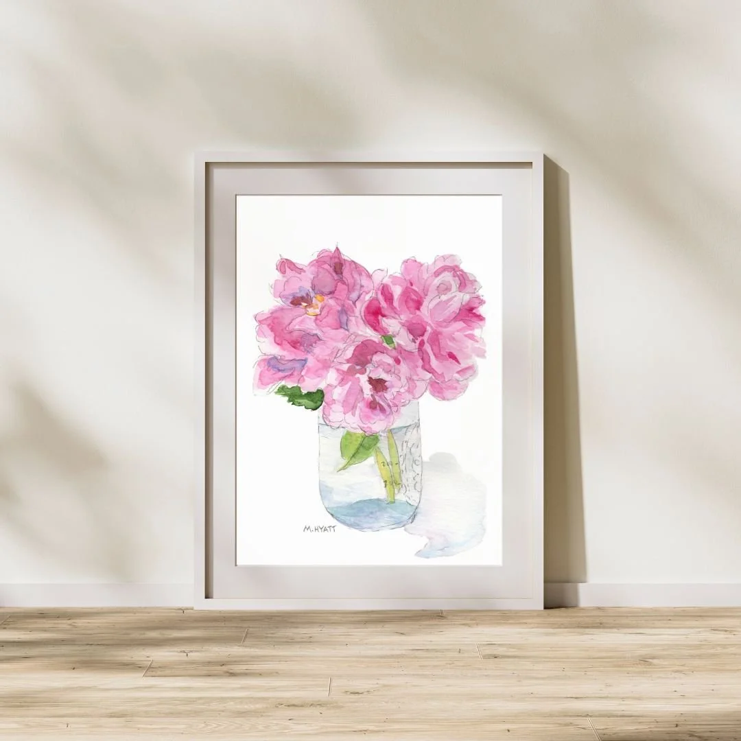 Melissa Hyatt peony watercolor art print florals