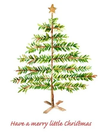 Little Tree — Christmas Watercolor Winter Holiday A2 Card