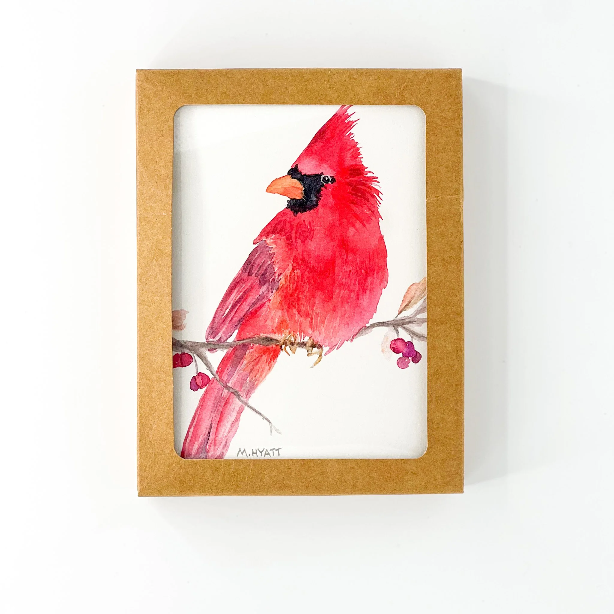 Red Cardinal Boxed Set of 6 — Watercolor Cardinal Nature Holiday Card