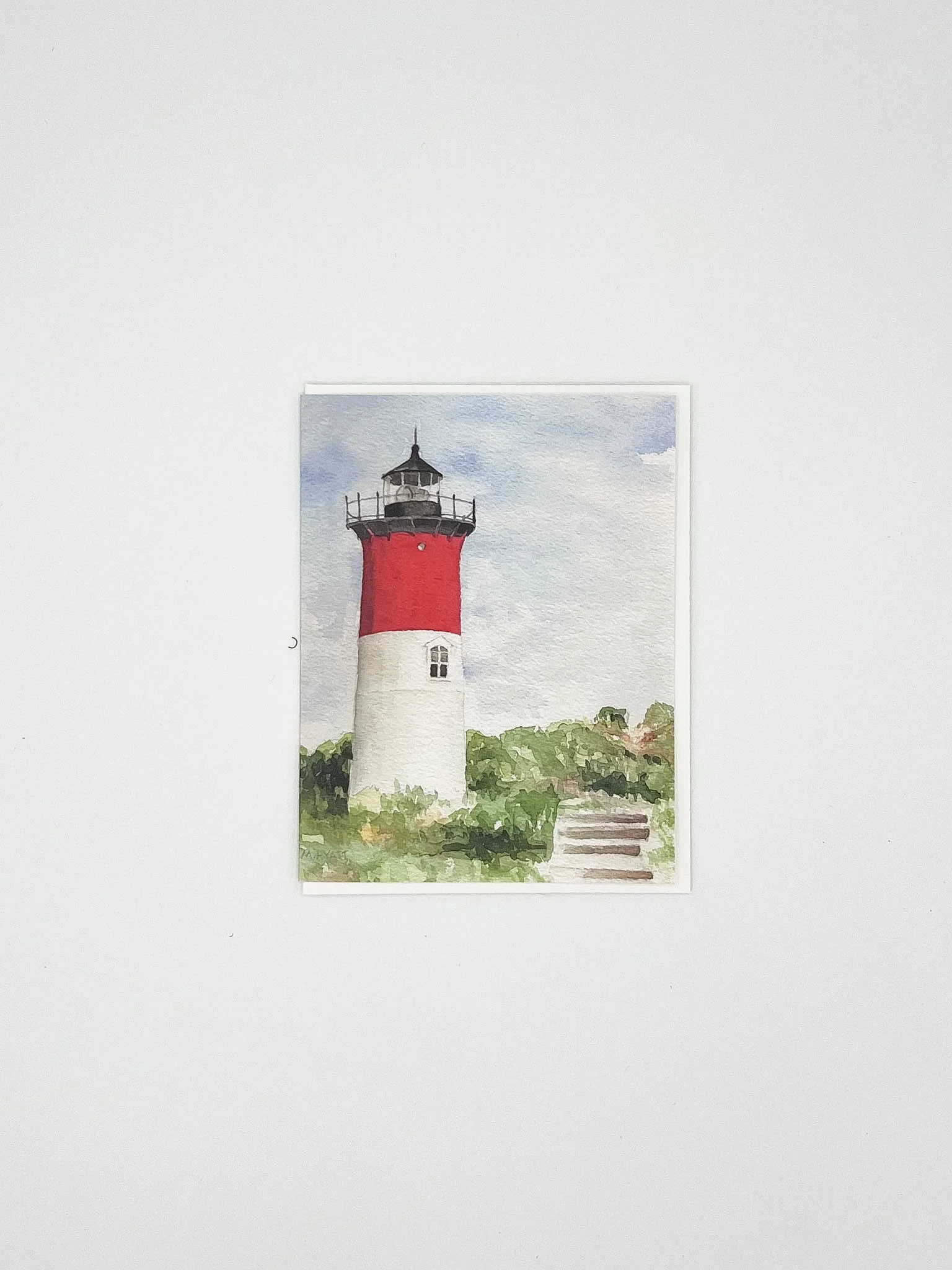 Watercolor Greeting Card-  Nauset Lighthouse, Eastham Cape Cod MA — A2