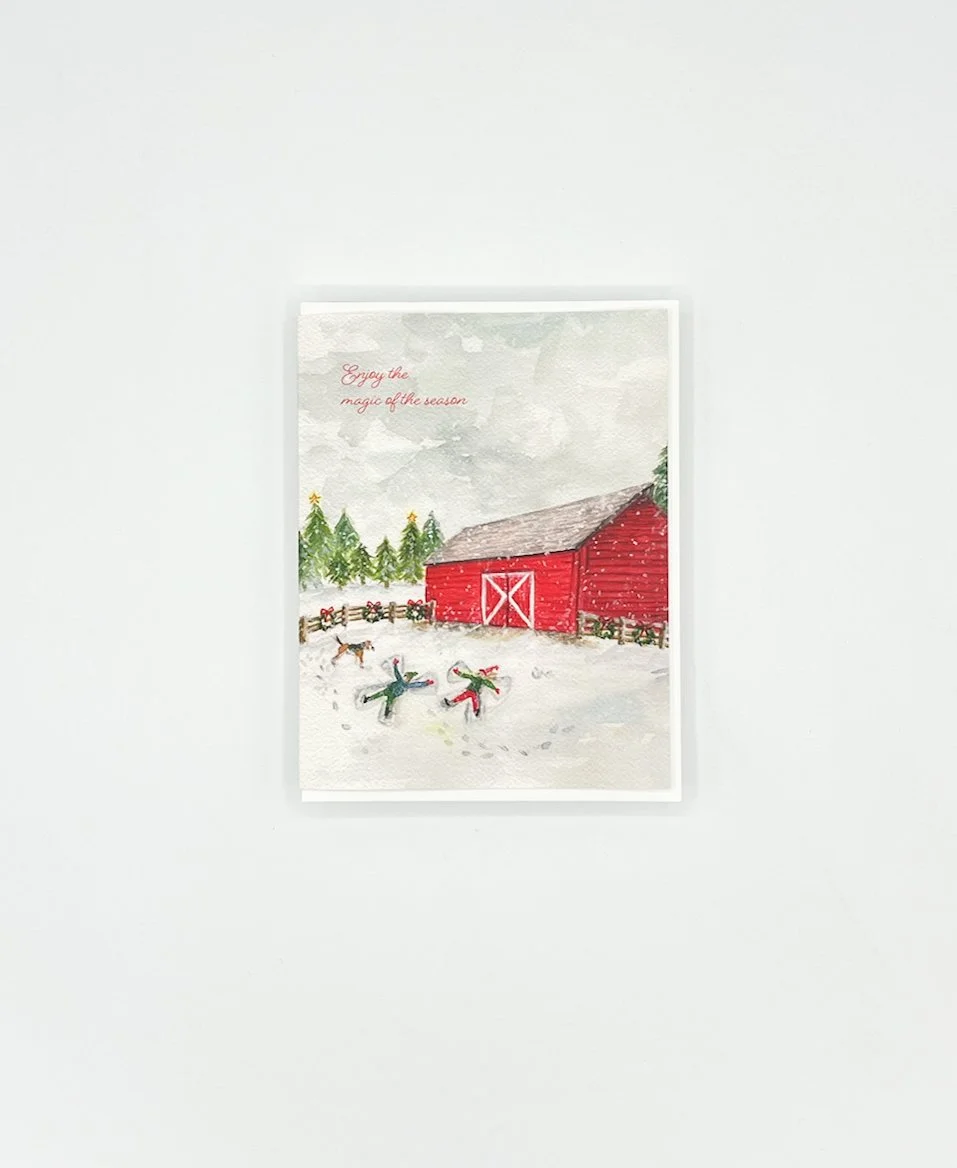 Snow Angels — Whimsical Winter Watercolor Holiday Card A2