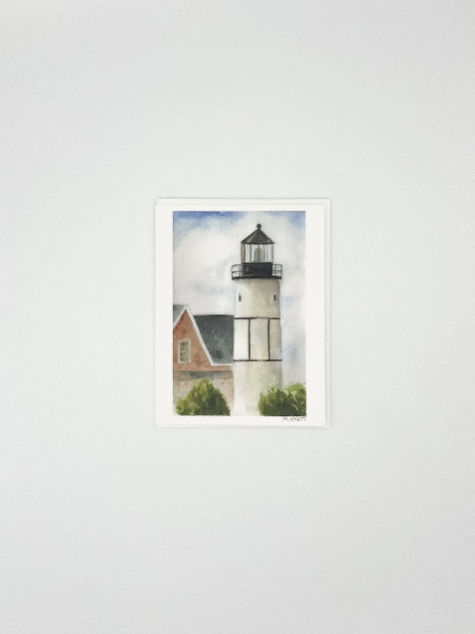 Sandy Neck Lighthouse — Barnstable Cape Cod MA — A2 Coastal Watercolor Card
