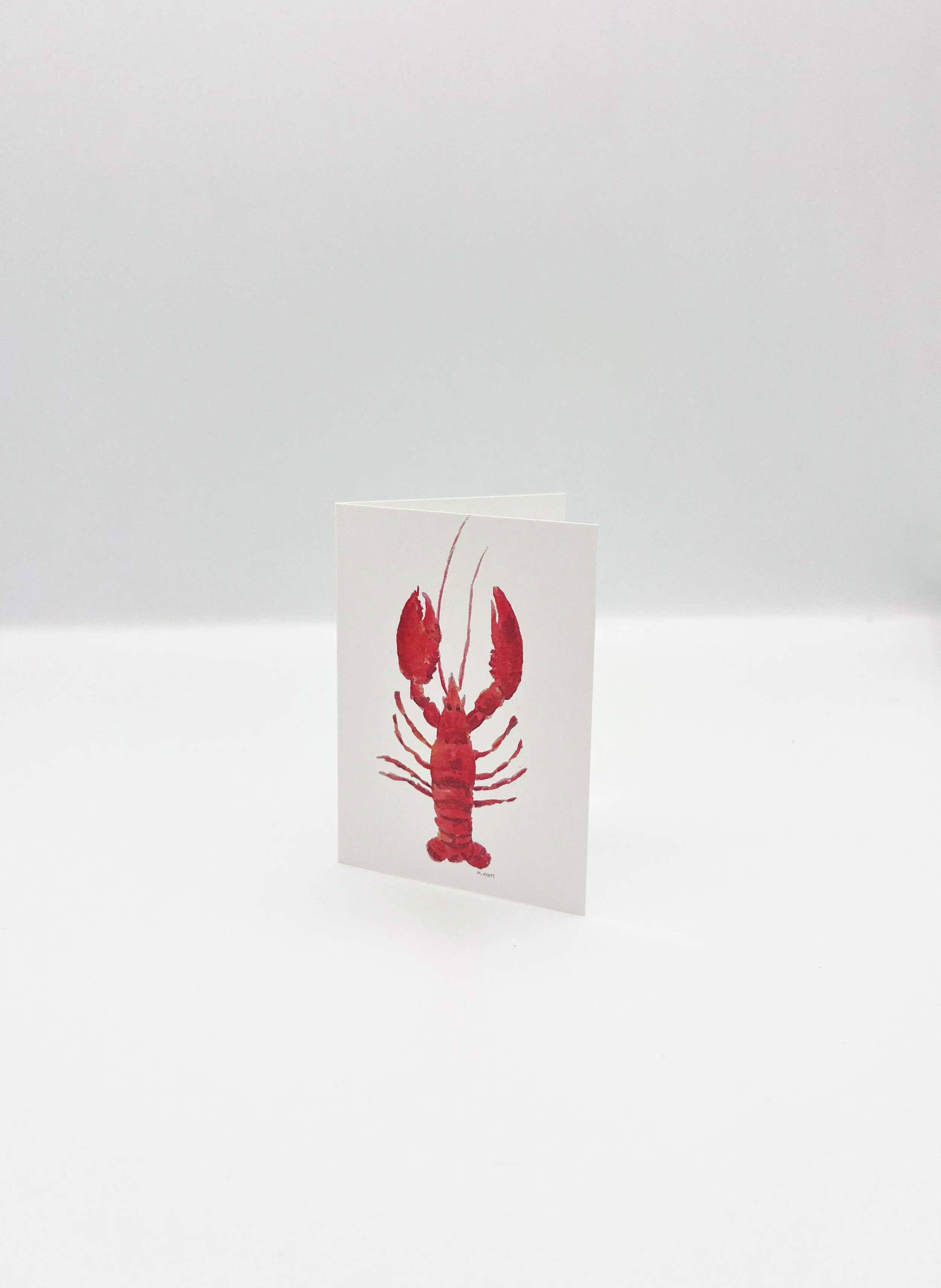 "Lobster" mini coastal watercolor enclosure card & envelope