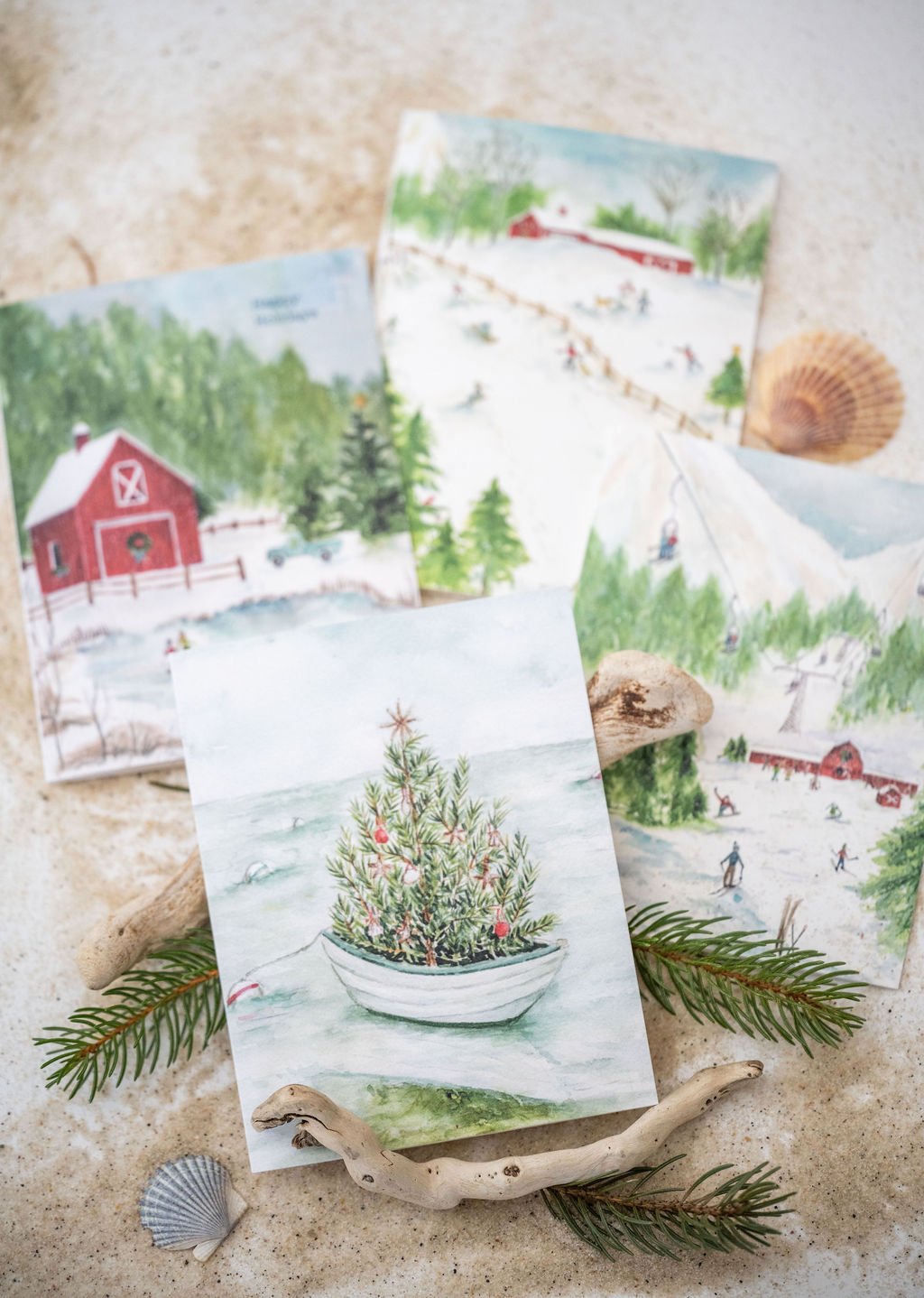 Boater's Tree — Coastal Watercolor A2 Greeting Card