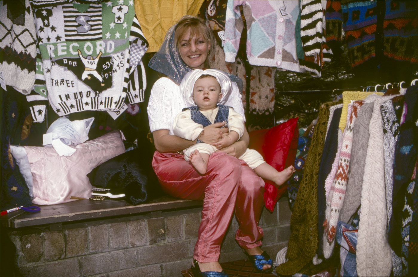 Linda Taranto (knitwear) and her baby on ‘Arabian Nights Day’ | 1992 | P41