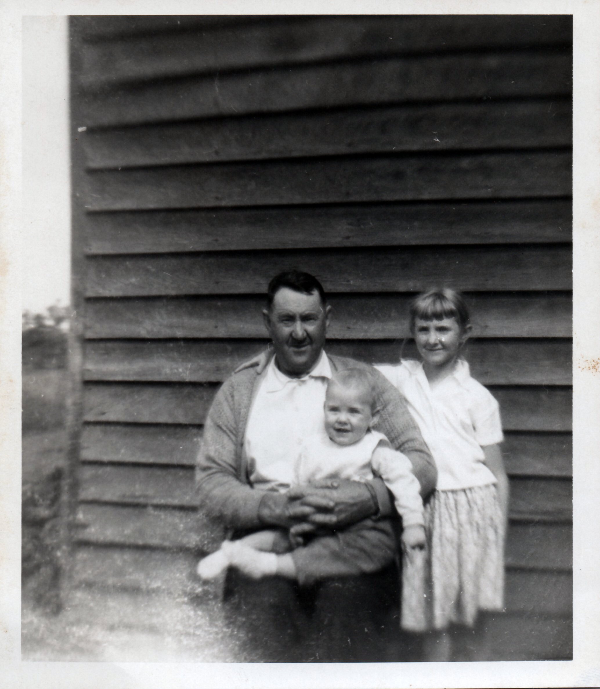Grandpop Frederick Mangold with my first baby brother Steven and first little sister Kerry.