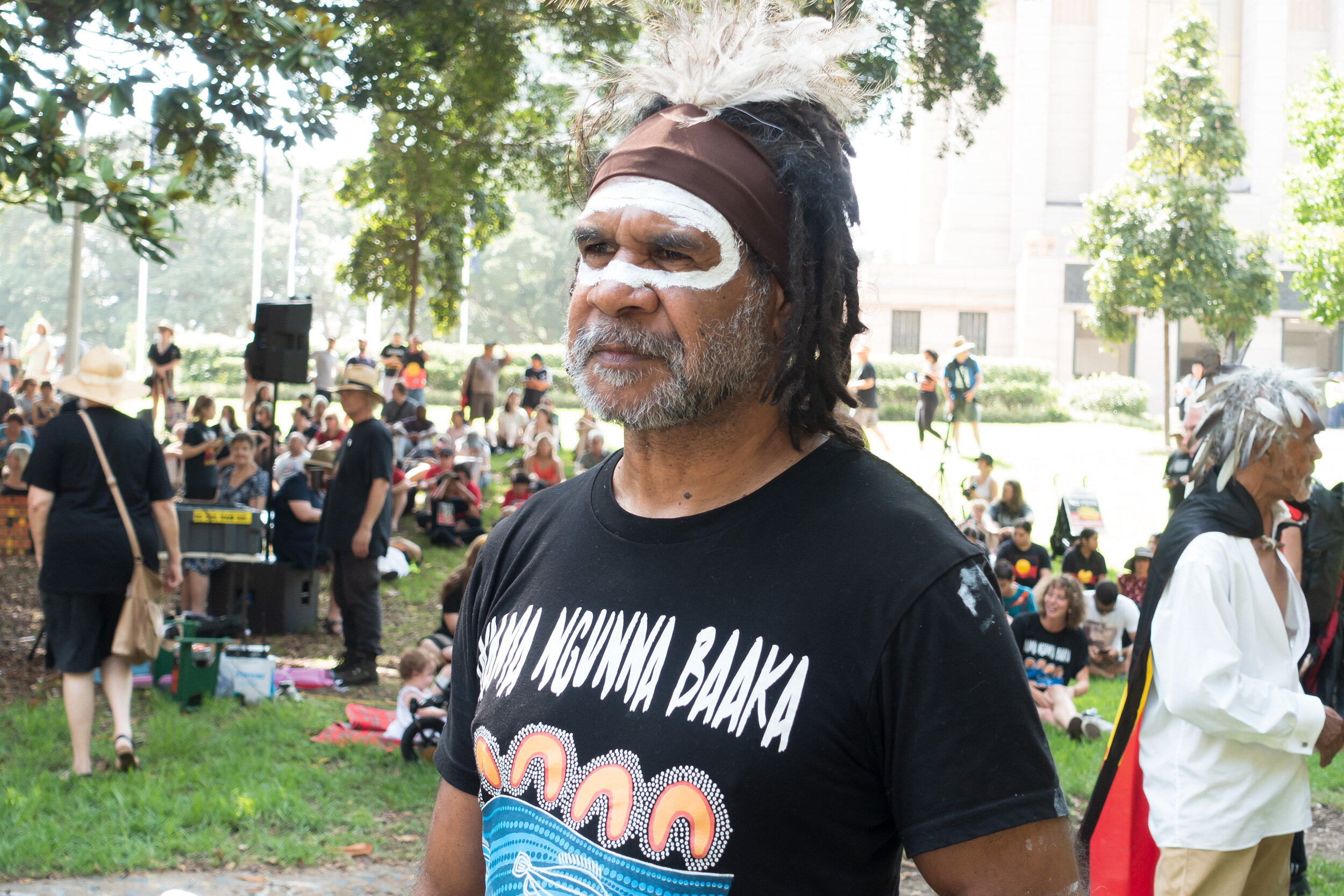 Invasion Day 2020. Uncle Bruce Shillingsworth, Muruwari and Budjiti man, water for rivers activist and artist.