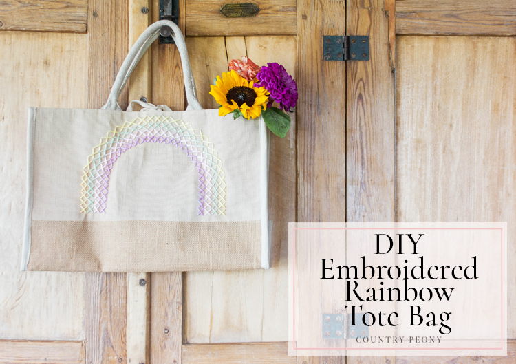 DIY Embroidered Rainbow Tote Bag - Country Peony Blog