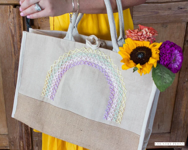 DIY Embroidered Rainbow Tote Bag Tutorial - Country Peony Blog
