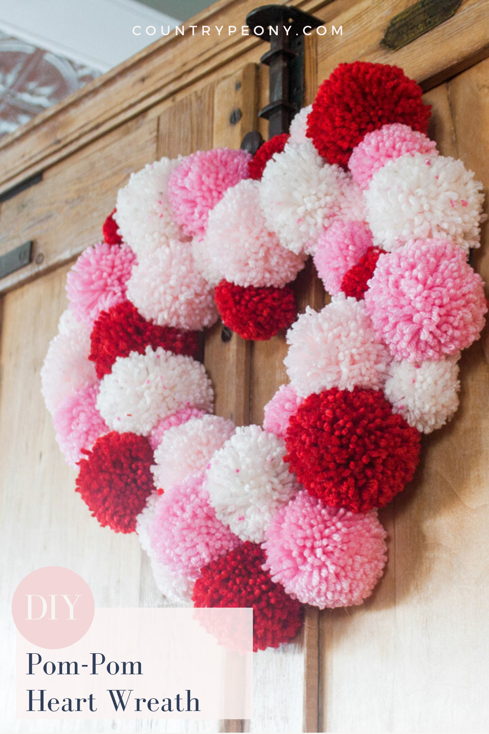 Bright and Easy Heart Shaped Pom Pom Wreath - Wildflowers and Wanderlust