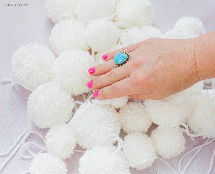 DIY Christmas Village Pom-Pom Wreath with Clover's Pom-Pom Maker - Country Peony Blog