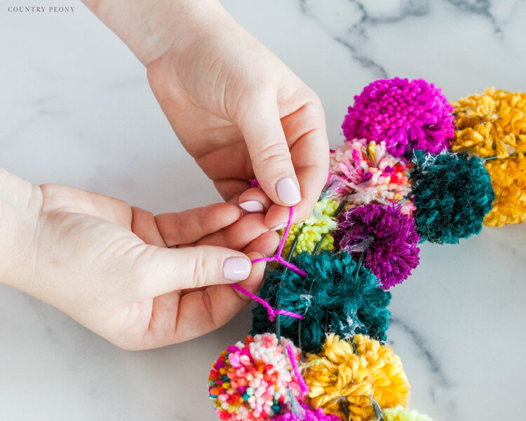 DIY Colorful Fall Pom-Pom Wreath with Clover's Pom-Pom Maker - Country Peony Blog