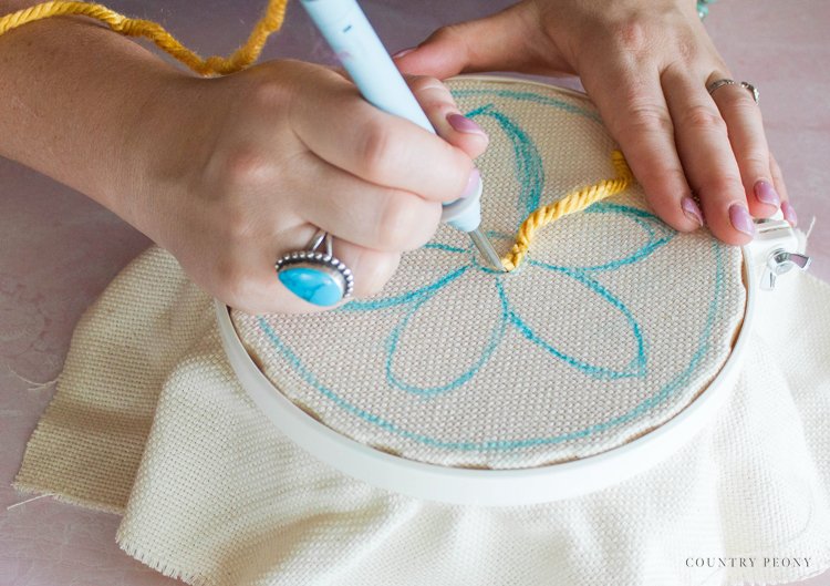 DIY Punch Needle Floral Tote with Clover's Punch Needle Tools — Country ...