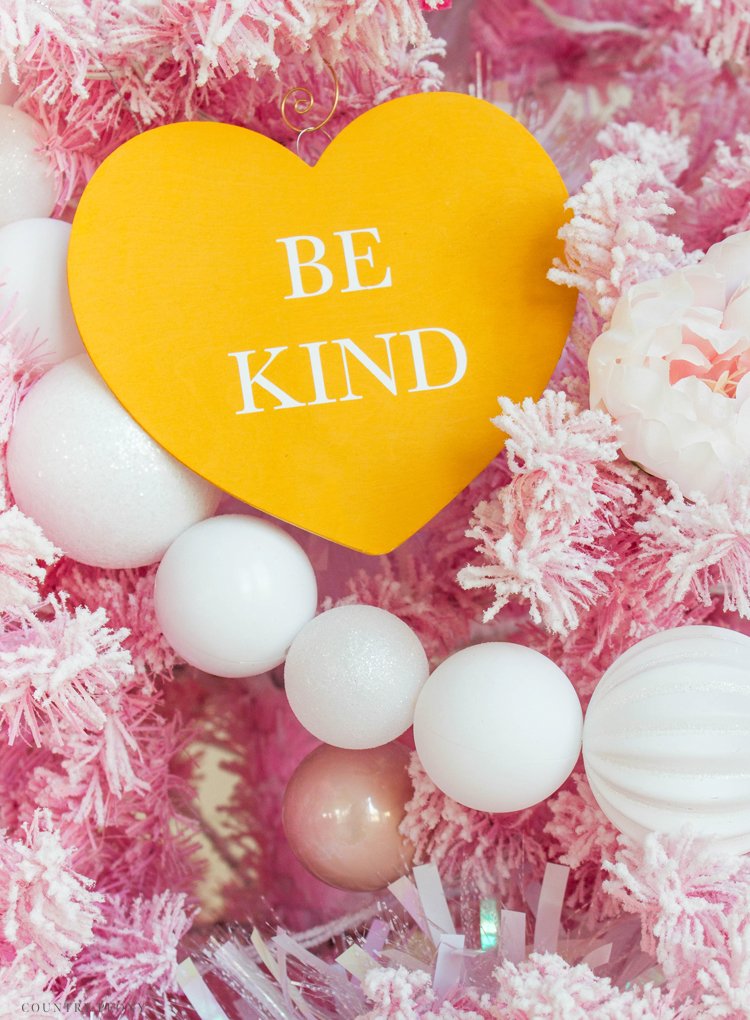 Decorating Pink Christmas Tree for Valentine's Day