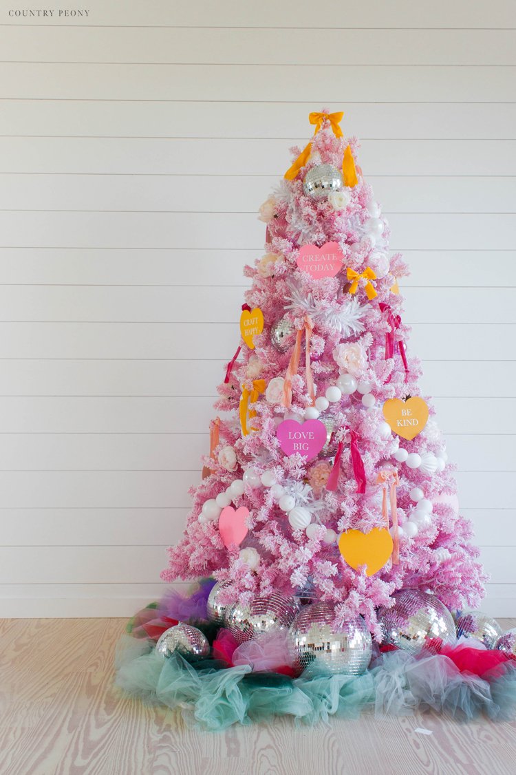 Decorating Pink Christmas Tree for Valentine's Day