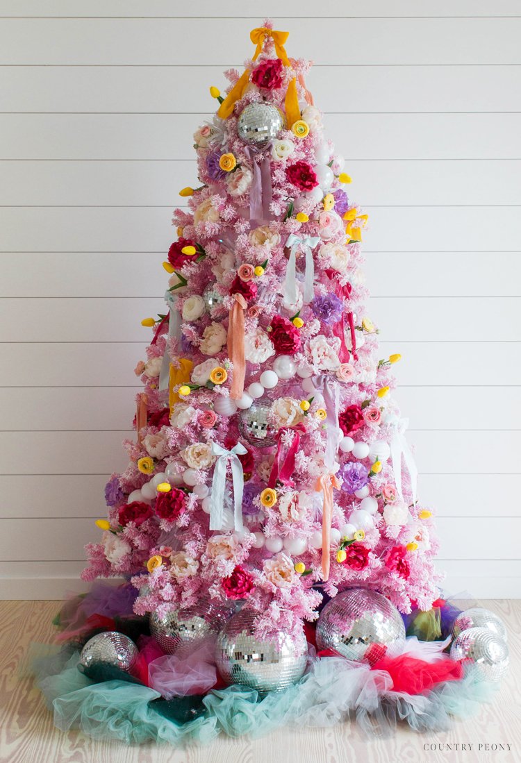 Decorating Pink Christmas Tree for Spring