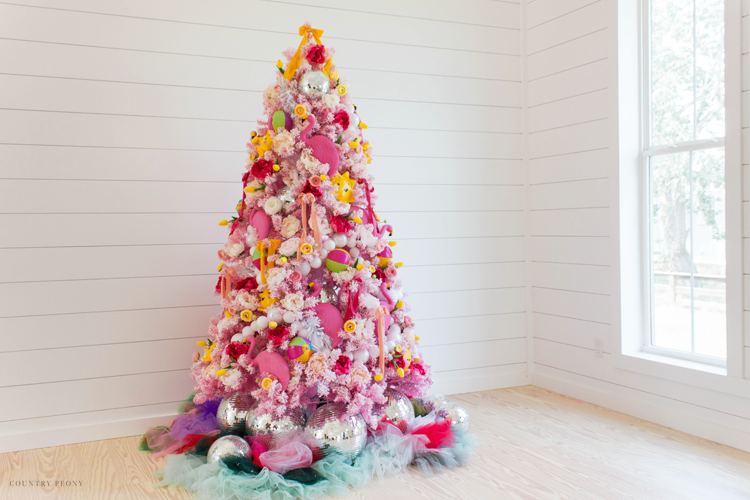 Decorating Pink Christmas Tree for Summer