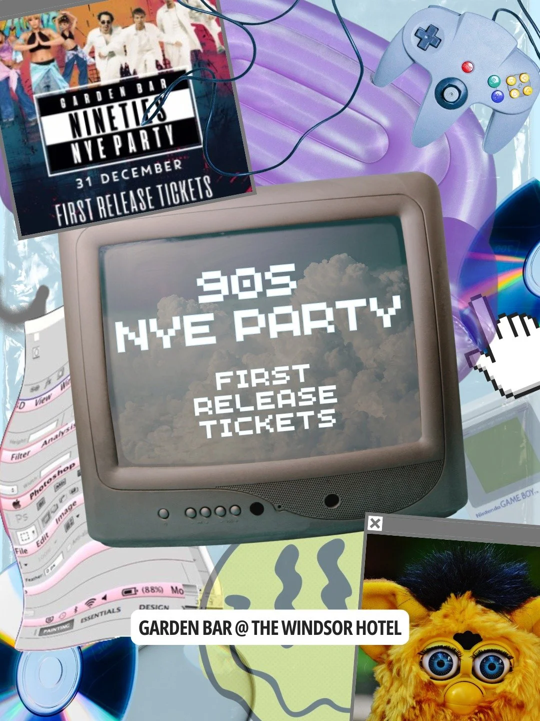 Charge the camcorder.
We&rsquo;re going full 90s this NYE in our Garden Bar. 
First Release Tickets are out now, check the linkin bio for info! 💿