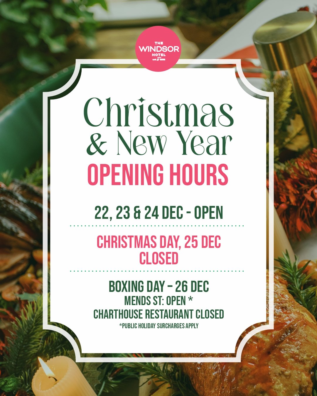 A big thank you from all of us at The Windsor Hotel for your continued support. Wishing our local community a happy and safe Christmas and New Year 🎄