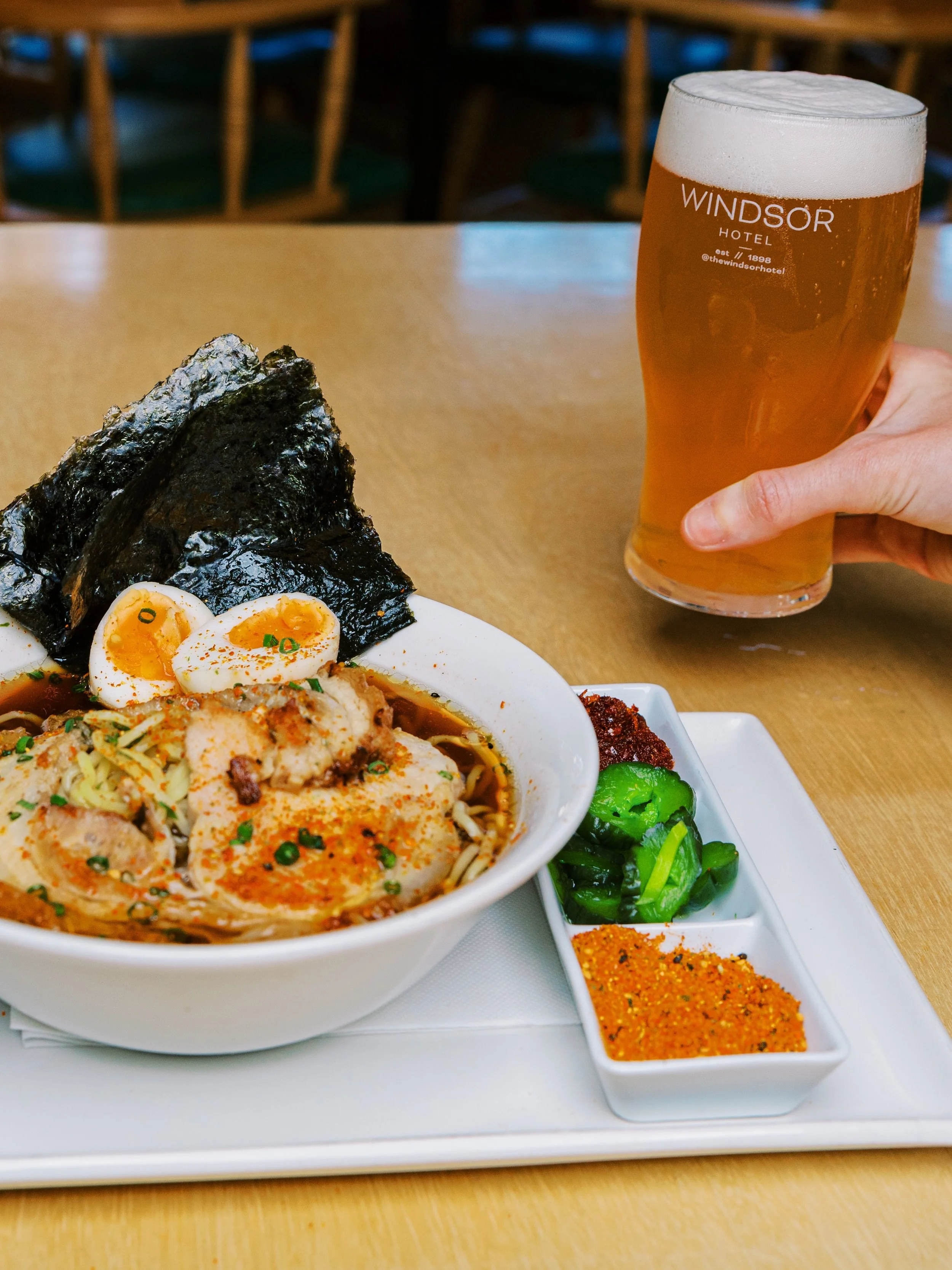Our Tonkotsu Ramen has landed and it couldn&rsquo;t be more moreish if you tried! 🤤 

Think rich pork broth, your choice of beef or pork, nori, chili jam &amp; a jammy egg&hellip; all for only $24.

It&rsquo;s begging to be paired with an icy cold b