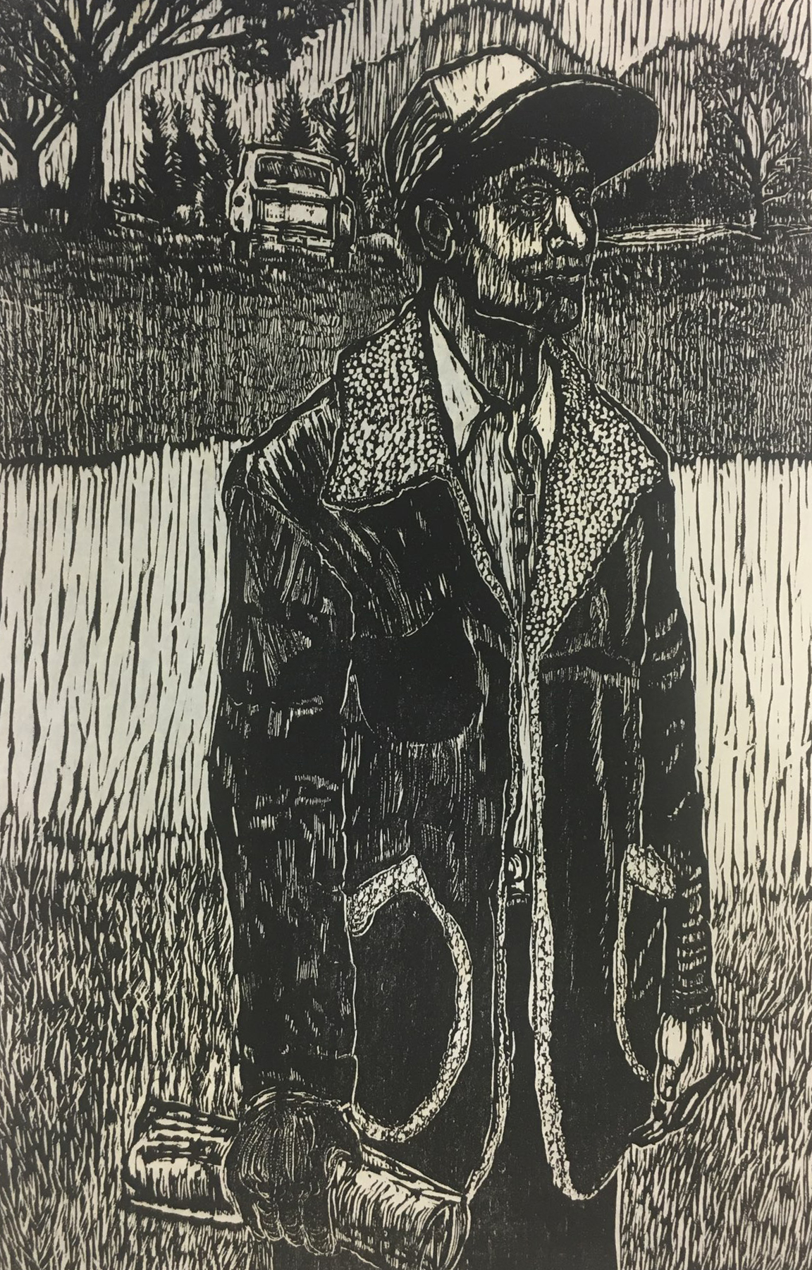  Dennis Winston,  Country Portrait III,  woodcut print 