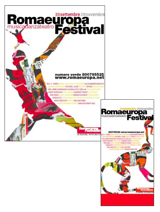  Two posters using the same background inside the silhouettes of the performers 