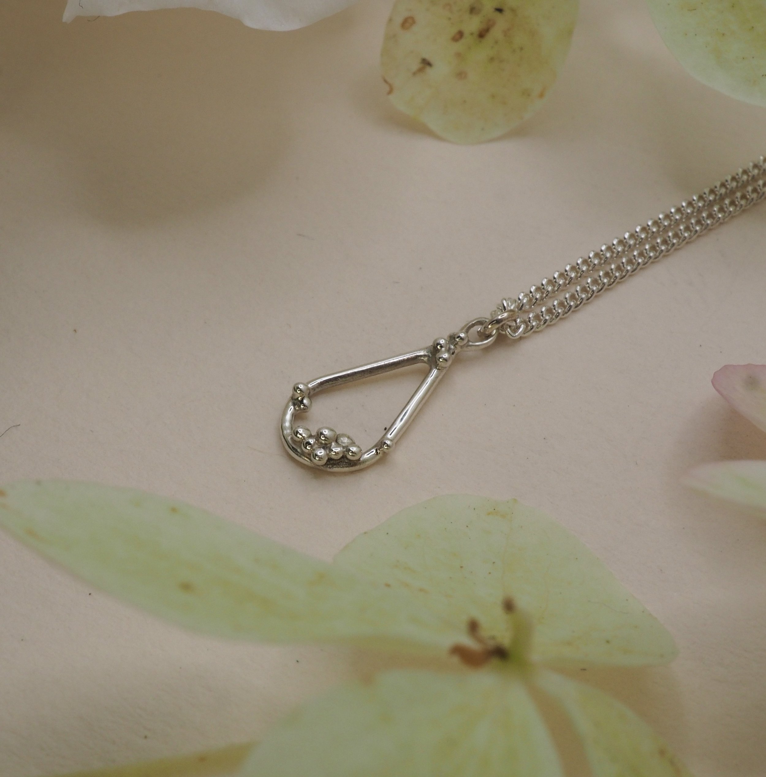 Recycled silver one of a kind pear shaped pendant