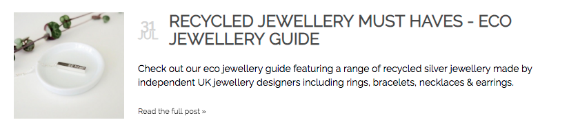 Feature in Wearth London's blog about ethical jewellery. August 2018.