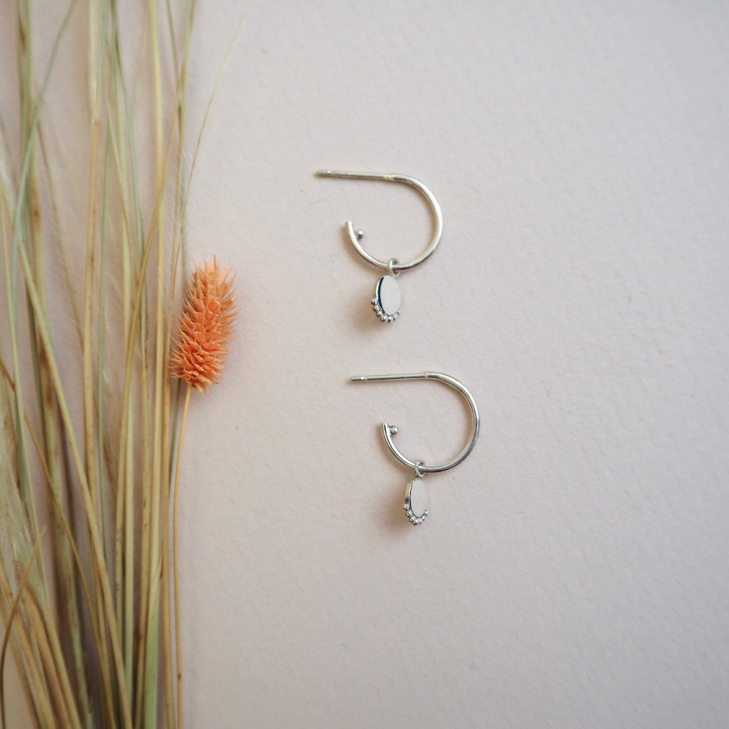 Sol, Rae Charm 3/4 hoops recycled silver