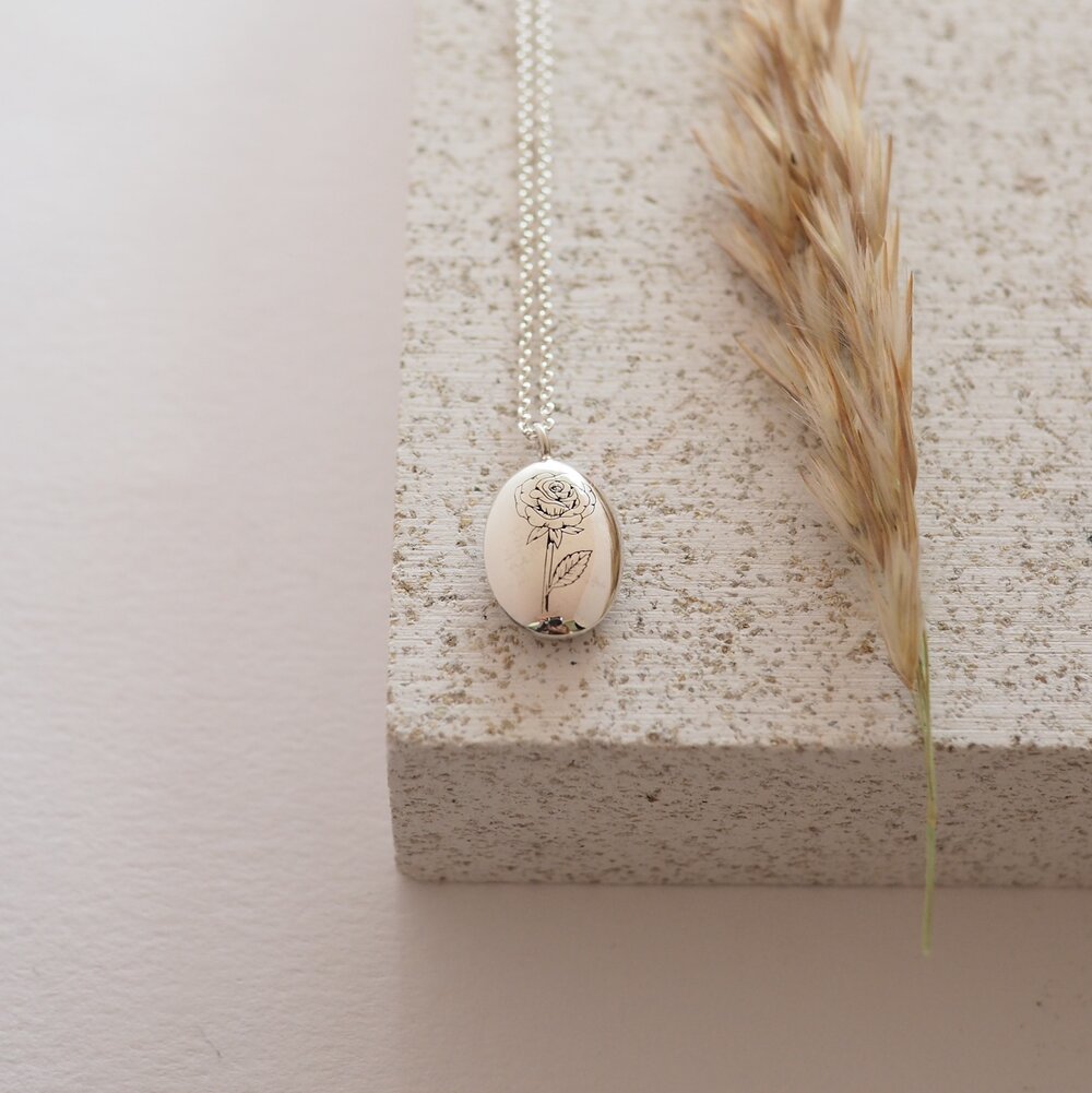 Flora, Engraved Birth Flower Pendant Handcrafted From Recycled Silver —  Kate Wainwright