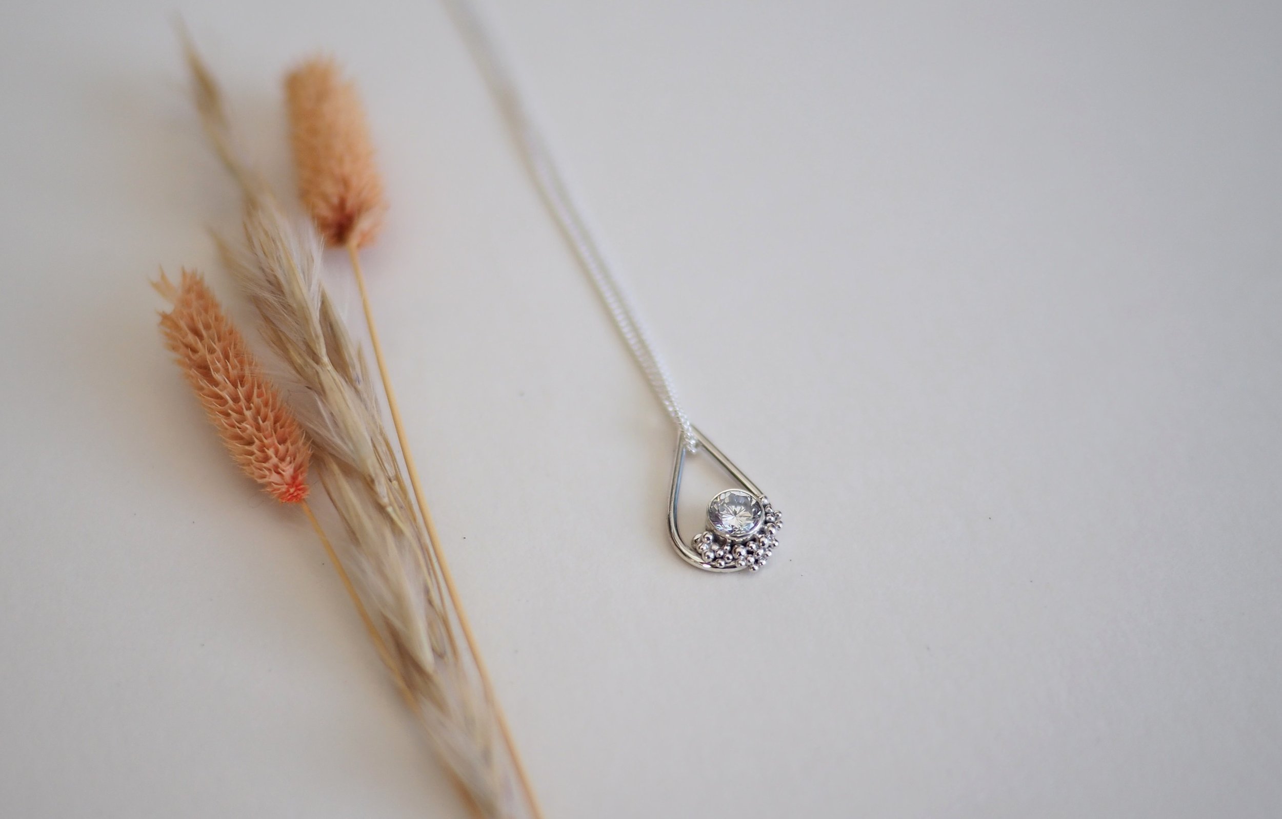  DewDrop, One Of A Kind Granulated Recycled Silver Pendant.