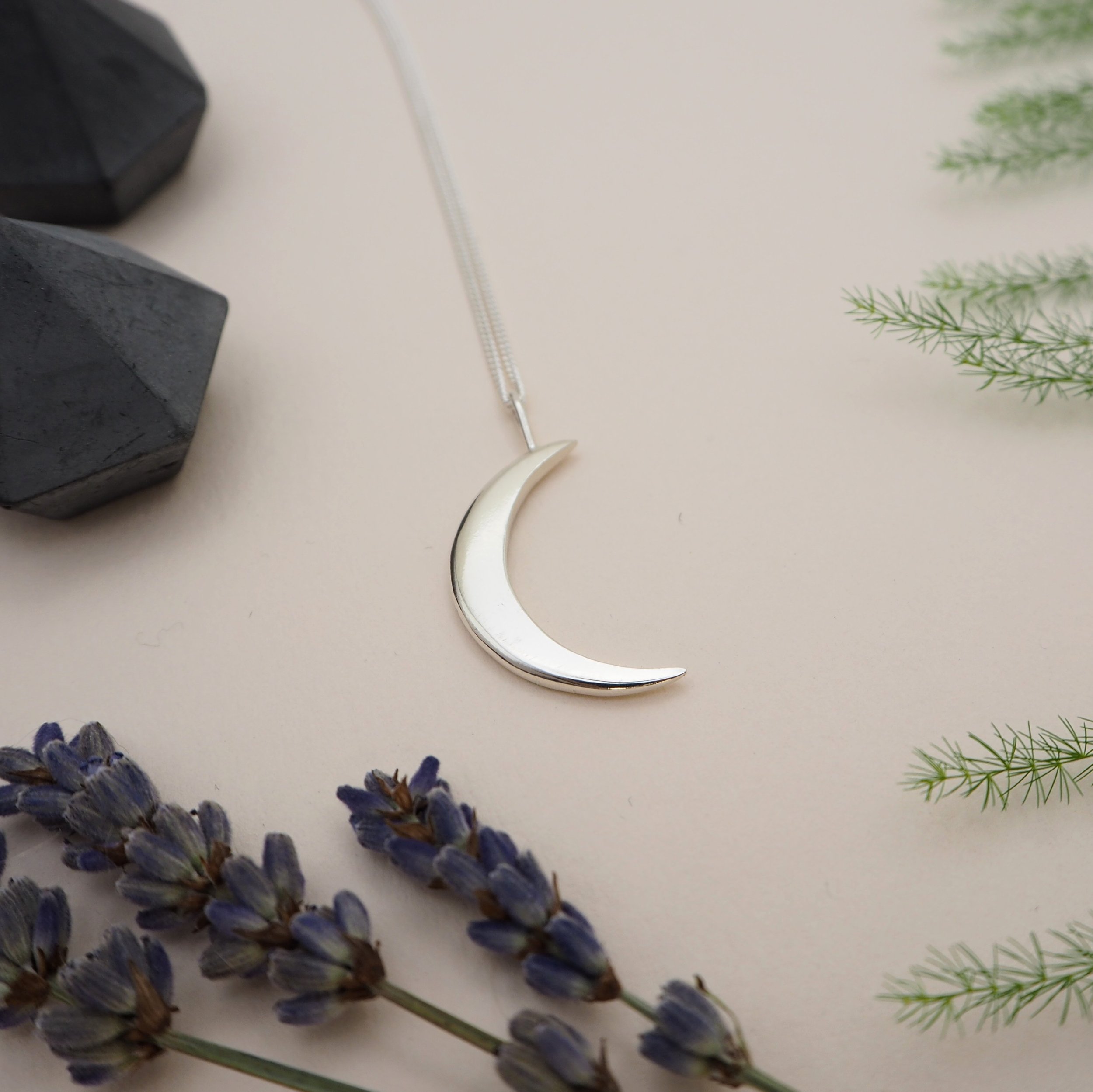 To the moon and back recycled silver moon pendant