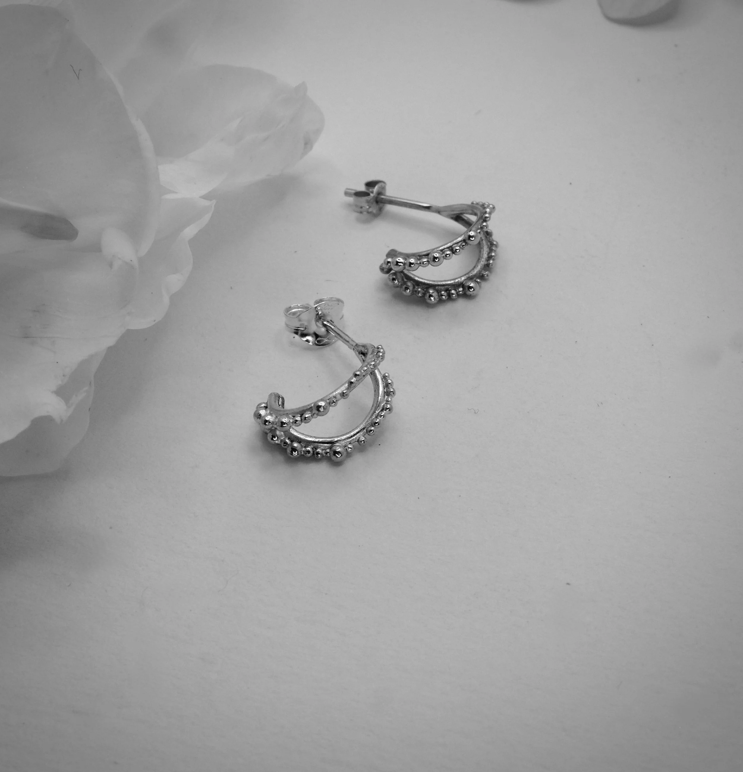 Recycled gold double hoop illusion earring